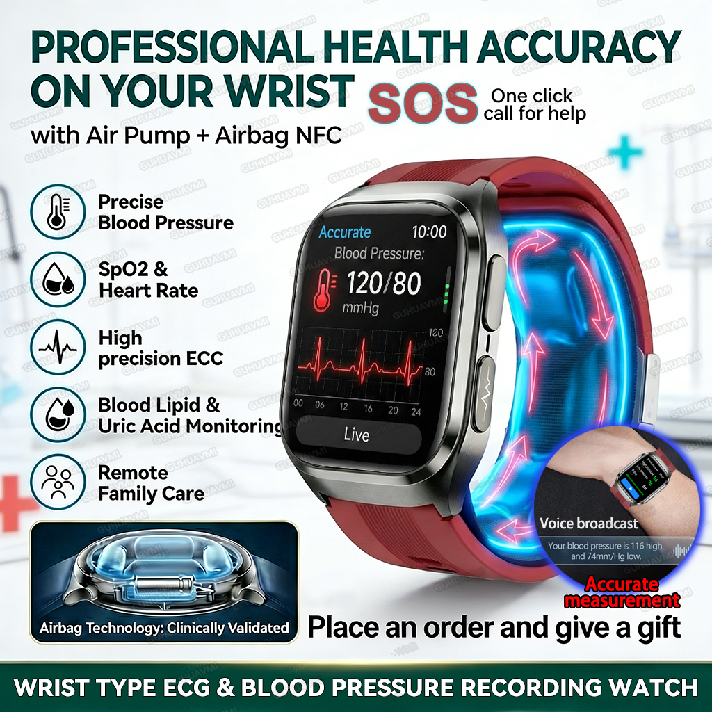 Fall Detection Watch - True Blood Pressure Smart Watch Air