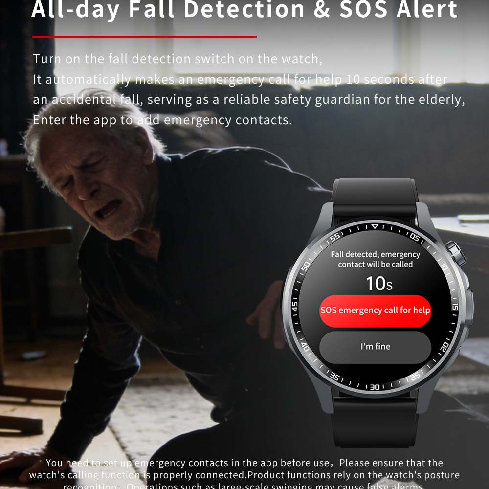 Men Smart Watch All Day Fall D - Fall Detection Watch recension och pris